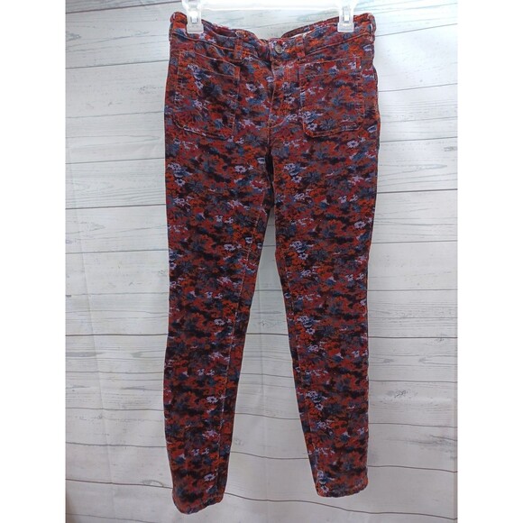 Pilcro and the Letterpress Corduroy Floral Pants Womens Sz 28 Red Purple - Picture 1 of 8